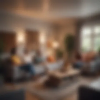 Creating a Welcoming Environment for Friends A cozy living room with a small gathering of friends enjoying each other's company.