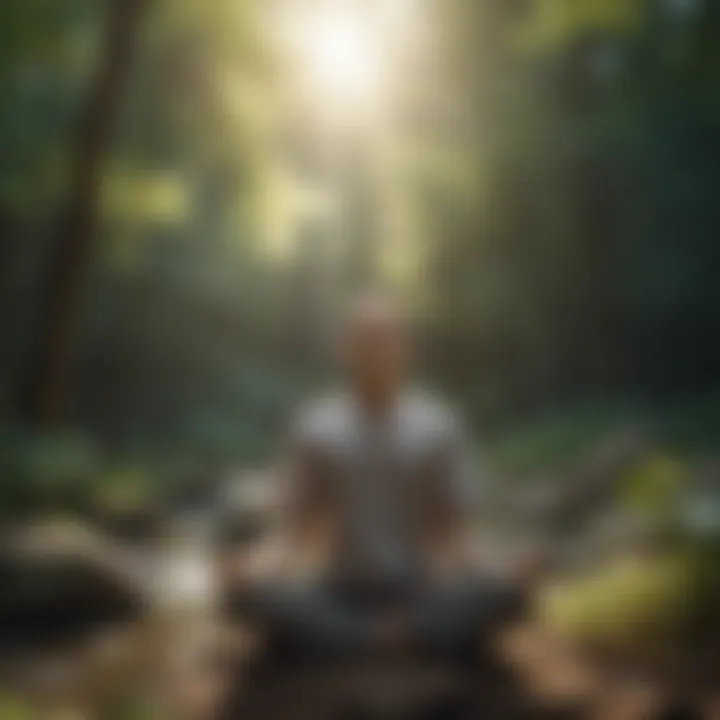 A person meditating in nature, representing emotional regulation