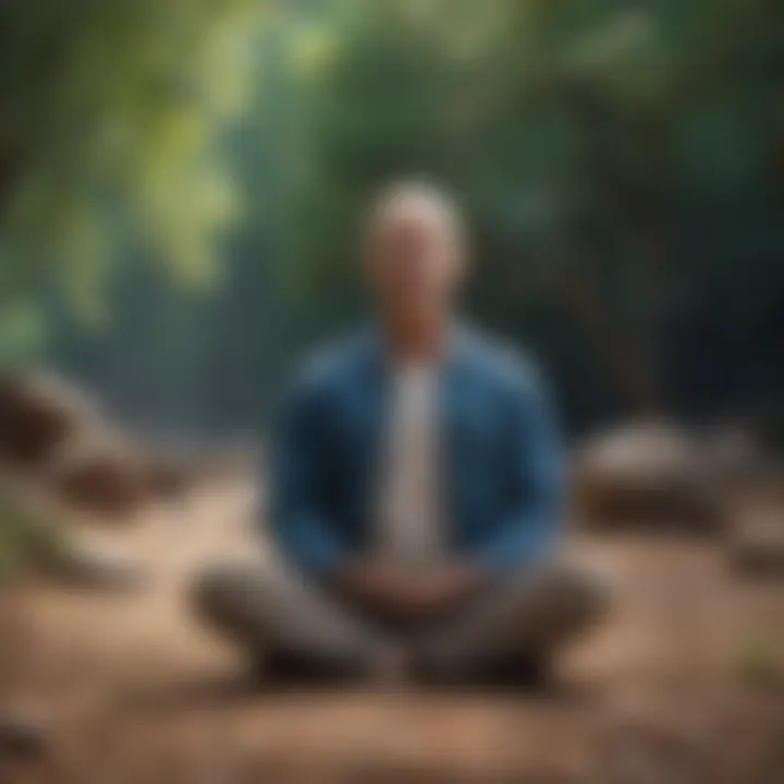 A person meditating outdoors, symbolizing mindfulness and reflection.