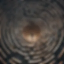 Abstract conceptual illustration of a person trapped in a maze of uncertainty