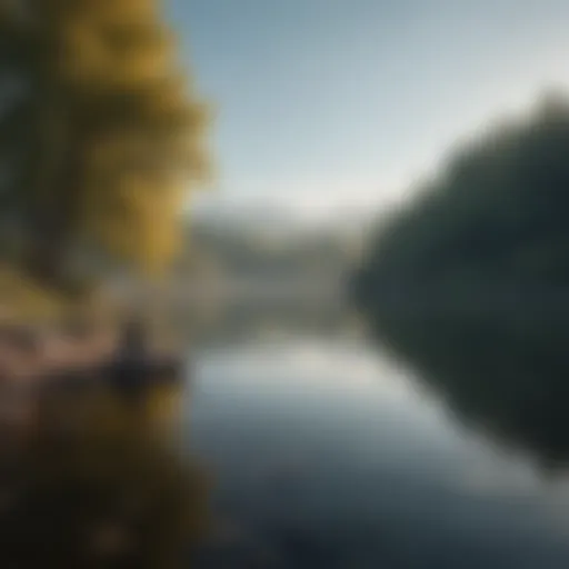 Person practicing mindfulness by a serene lake