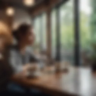 Creating Connections in a Café An inviting café setting where new friendships are being forged over coffee.