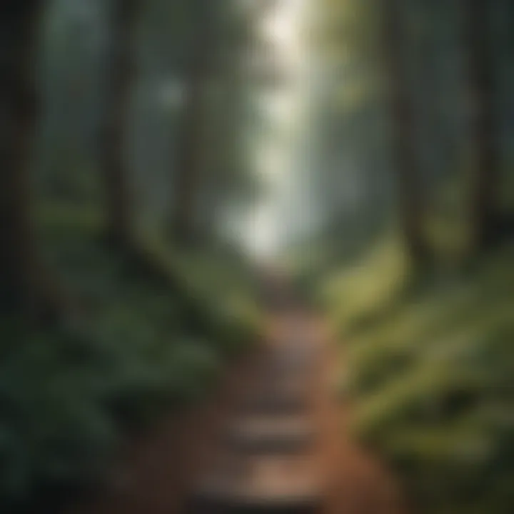 A winding path through a forest, representing the journey of self-discovery.