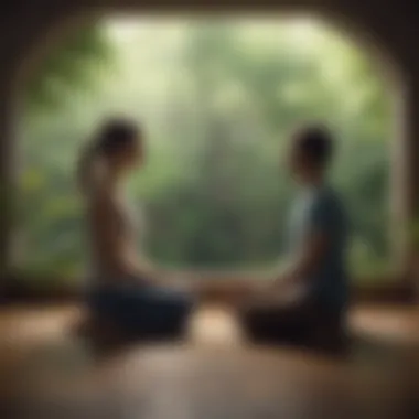 A calm meditative space illustrating mindfulness in relationships