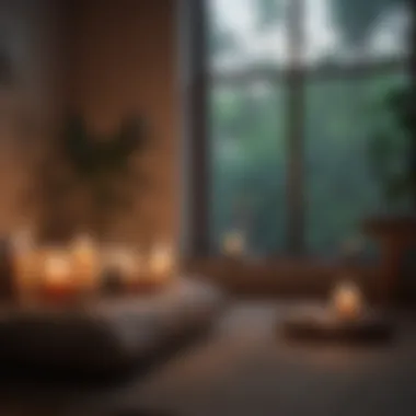 Mindfulness Sanctuary A serene space for mindfulness practice, with candles and cushions