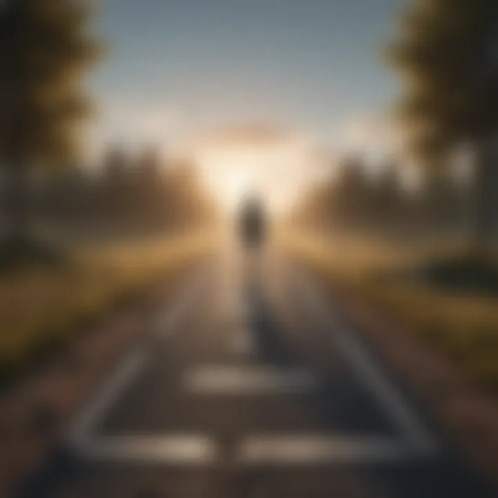 A person standing at a crossroads, contemplating different life choices.