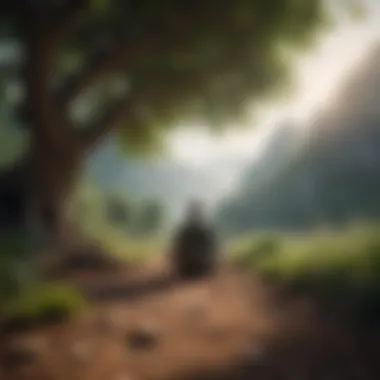 A person meditating amidst nature, illustrating self-reflection.
