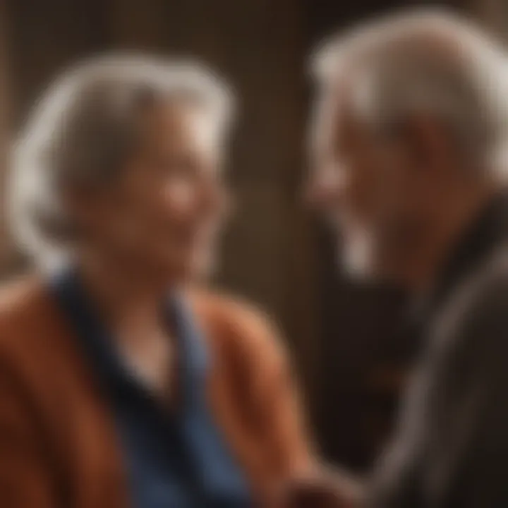 Elderly man and woman engaging in a meaningful conversation