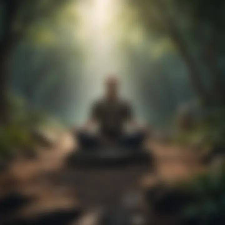 A person meditating in a peaceful environment