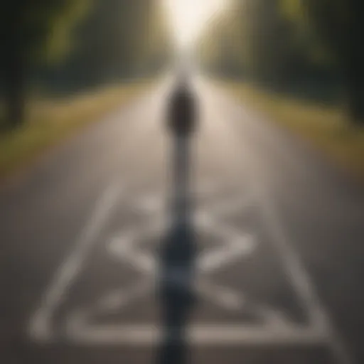 A person standing at a crossroads, contemplating different paths.