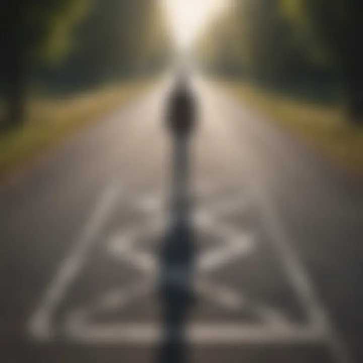 A person standing at a crossroads, contemplating different paths.
