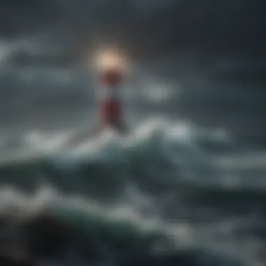 Illustration depicting a stormy sea with a lighthouse in the distance symbolizing navigating through emotional turbulence