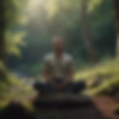 Person meditating in nature