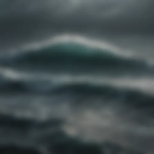 Abstract art depicting a stormy sea