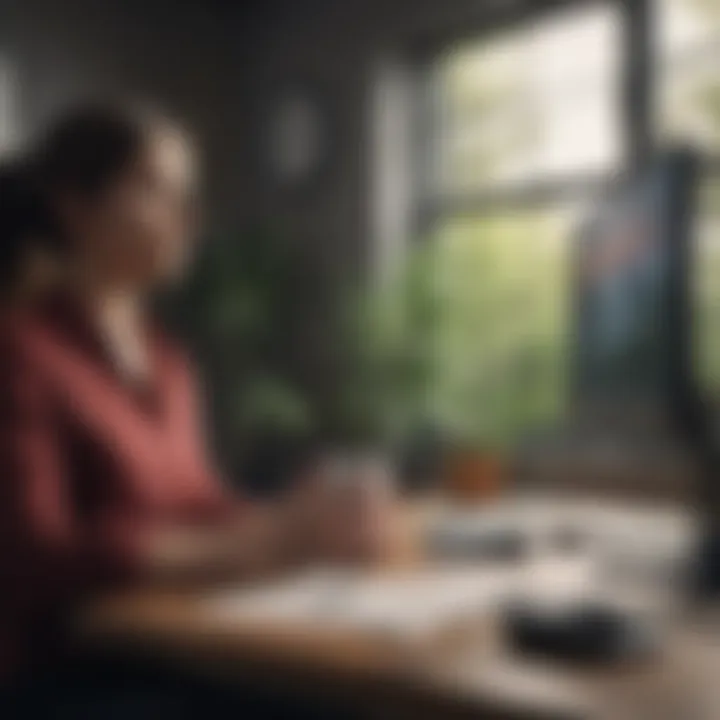 A person practicing mindfulness at their desk