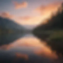 A serene landscape with a tranquil lake reflecting a sunset, symbolizing emotional balance.