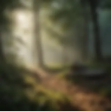 Morning Serenity for Meditation A serene morning landscape with soft sunlight breaking through trees