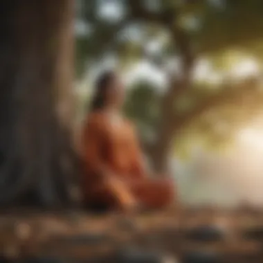 Person meditating under a tree