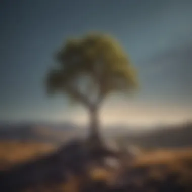 A serene landscape with a lone tree symbolizing resilience