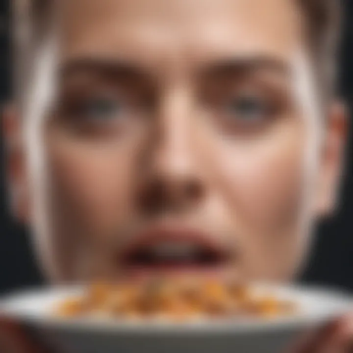 Close-up of a person enjoying a small portion of food mindfully