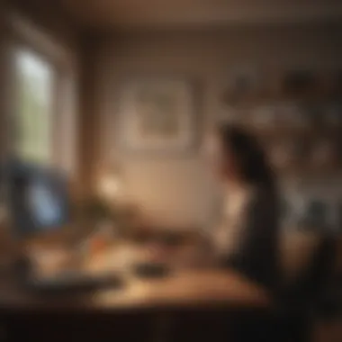 Person working peacefully in a cozy home office