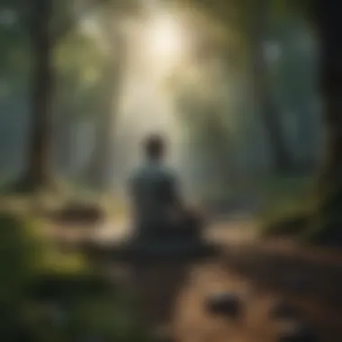 Person meditating in peaceful nature setting