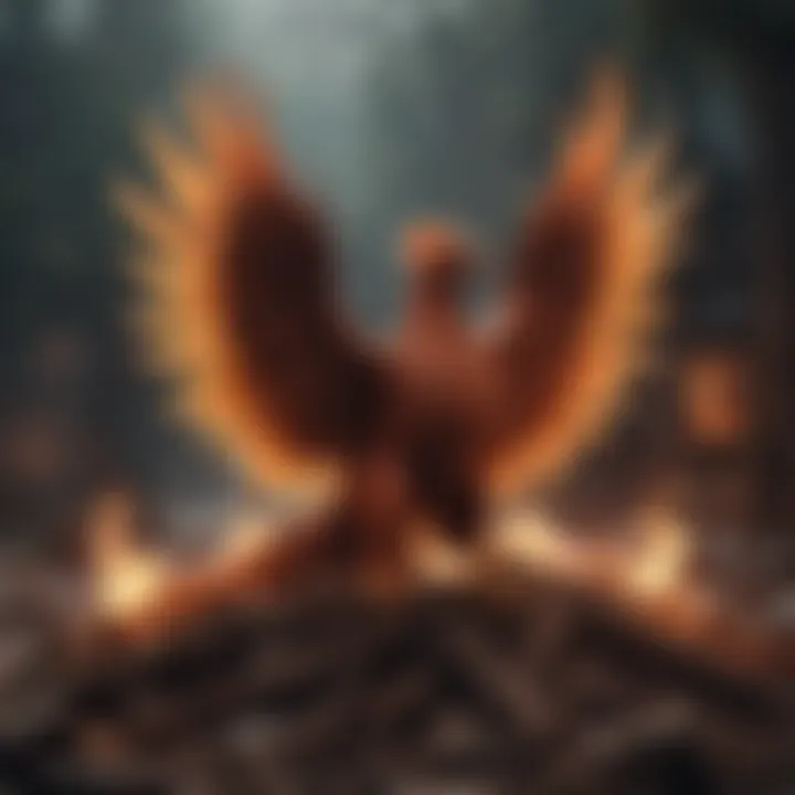 Artistic portrayal of a phoenix rising from ashes symbolizing resilience in sadness