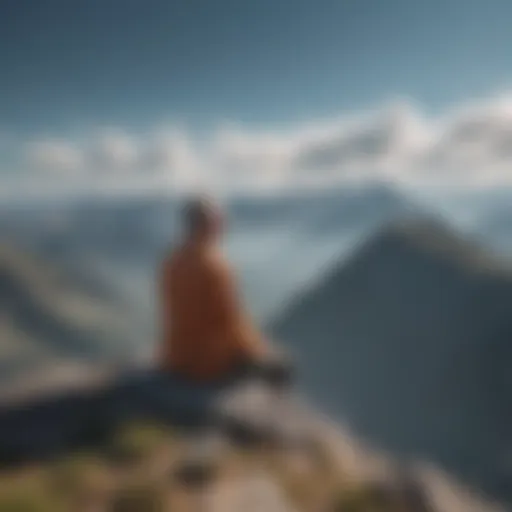 Man meditating on mountain top