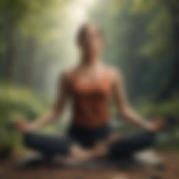 Person practicing yoga in serene nature setting