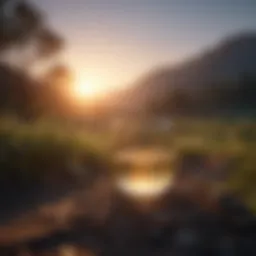 Morning sunrise illuminating a peaceful landscape