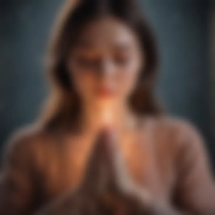 Symbolic visualization of unlocking the power of prayer meditation