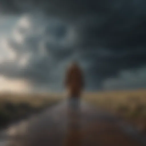 Illustration of a person standing under a storm cloud