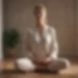 A serene individual practicing seated meditation with a straight spine