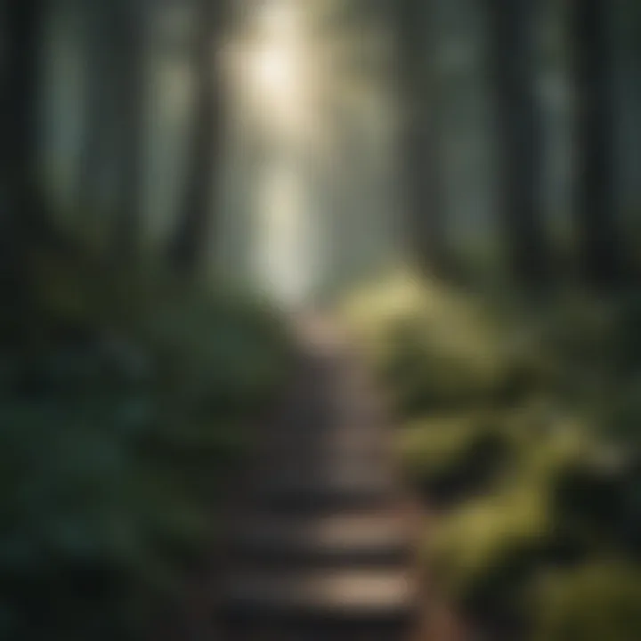 A glowing path through a forest representing personal growth