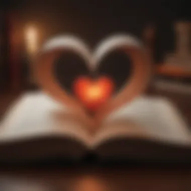 The Literary Depths of Love An open book with a glowing heart illustration