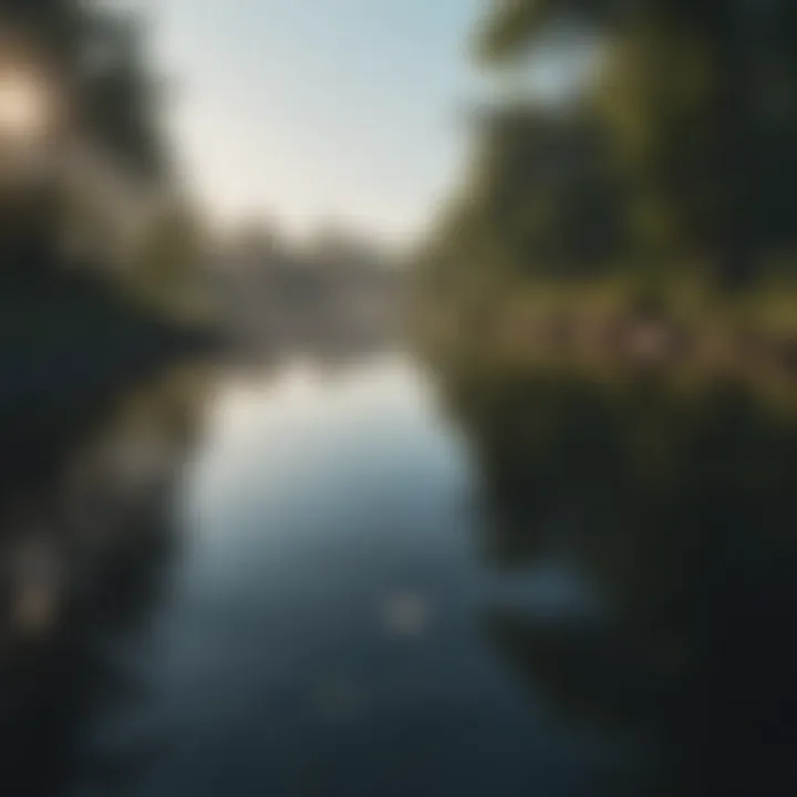 A tranquil water surface reflecting self-reflection