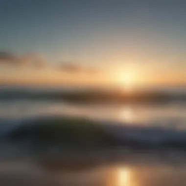 Illustration of a calm ocean sunrise with gentle waves