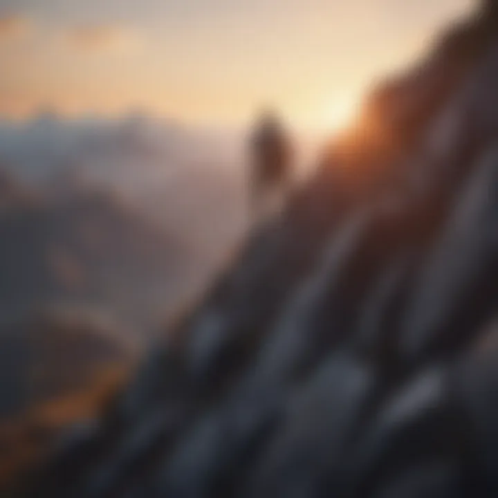 Illustration of a person climbing a mountain depicting overcoming challenges in relationships