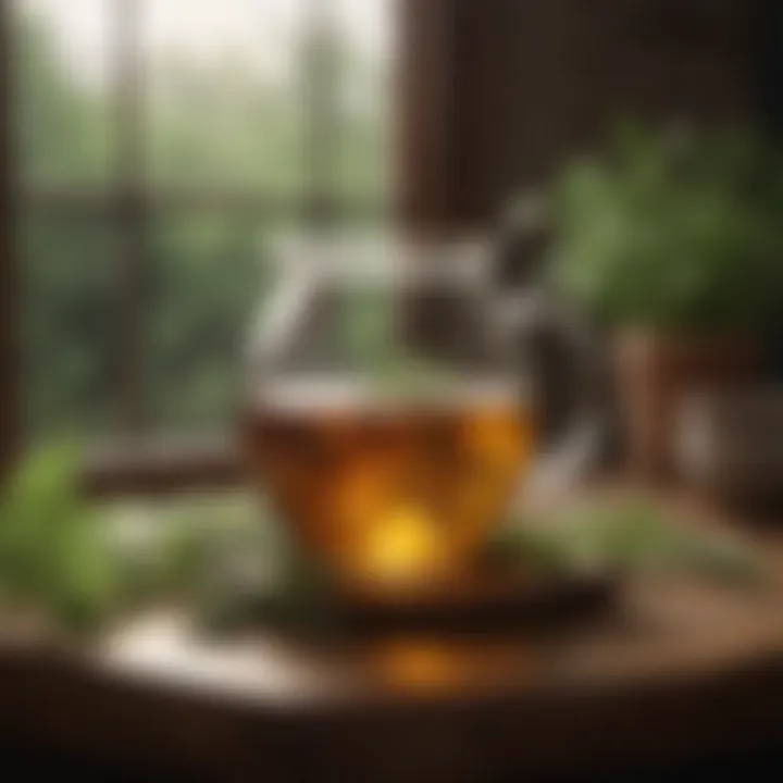 Calming herbal tea in a cozy setting