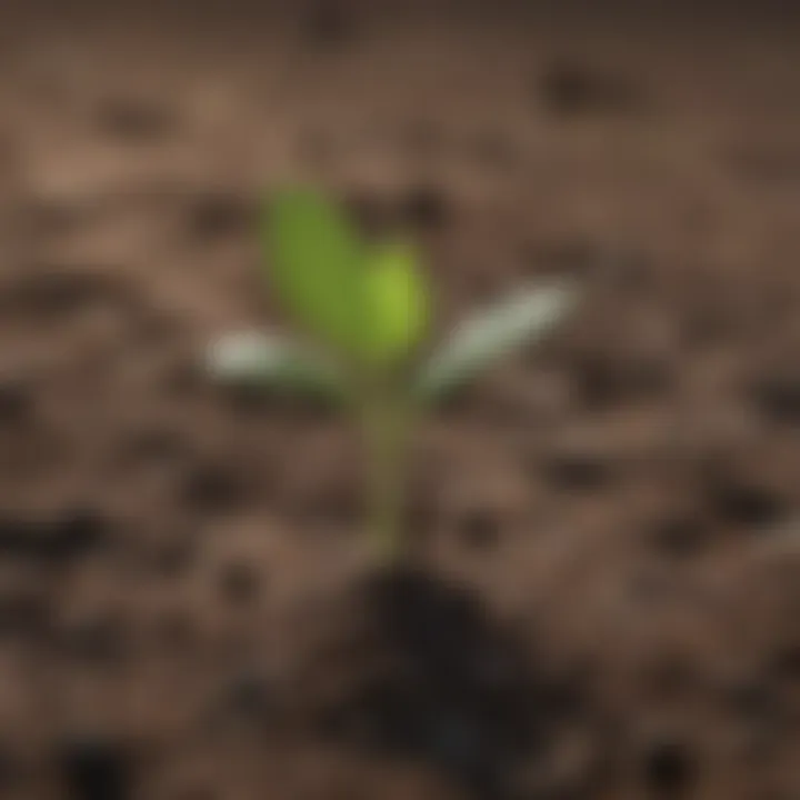 Seedling sprouting from barren ground representing growth and resilience