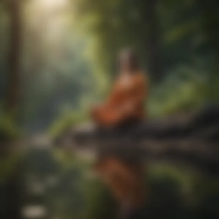 A person meditating in nature