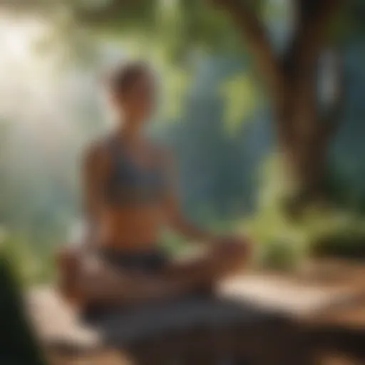 Person practicing yoga in a serene natural setting