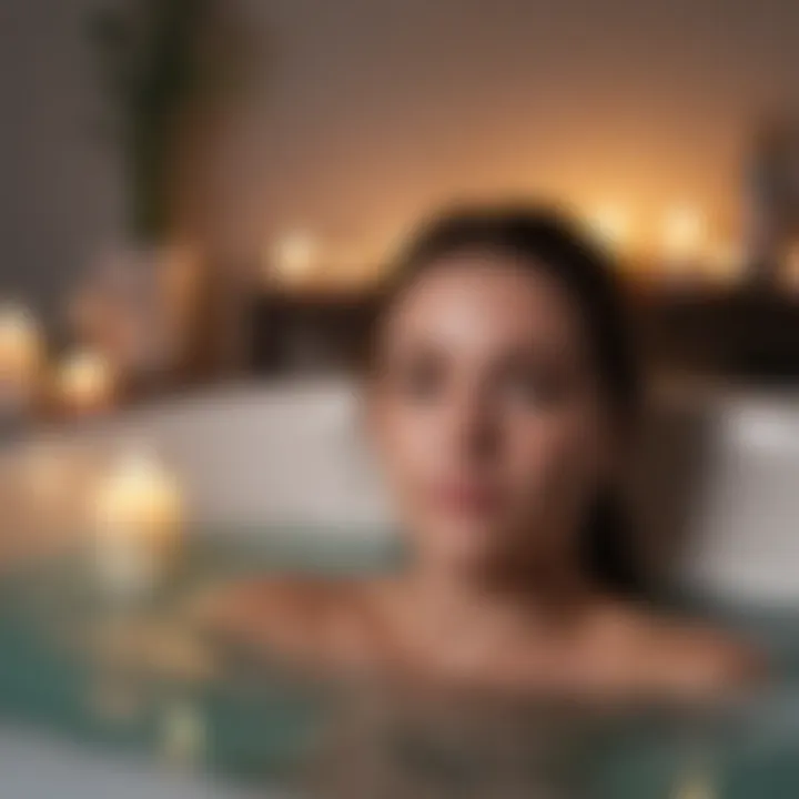 Relaxing bath with essential oils and candles