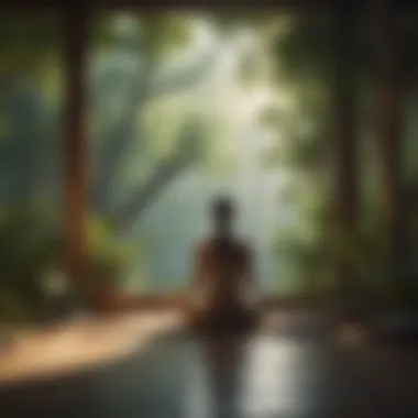 Relaxation and Meditation Environment Illustration of a serene environment promoting relaxation and meditation