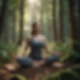 Woman practicing yoga in a serene forest setting