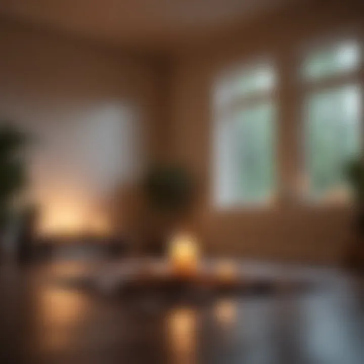 Meditation room with soft candlelight