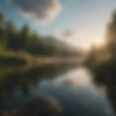 Serene nature scene with tranquil waters reflecting the sky