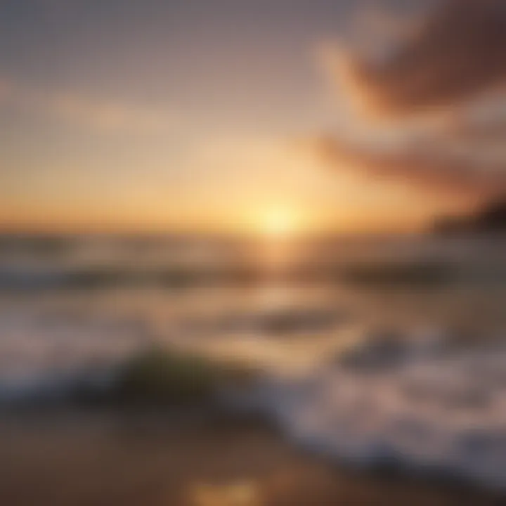 Serene seascape with gentle waves and golden sunset