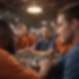 A group of diverse employees collaborating on a project