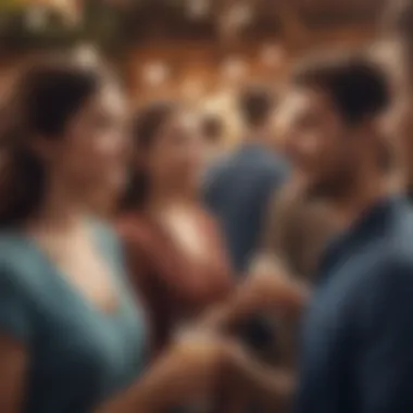 A vibrant social event showcasing diverse individuals connecting and enjoying each other's company.
